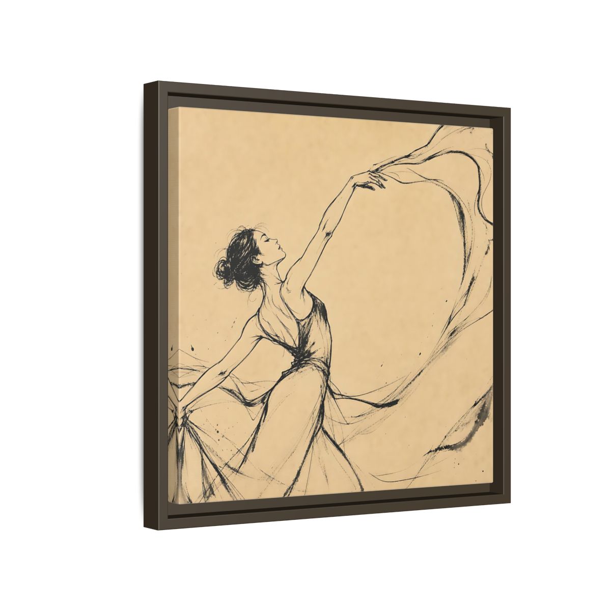 Side Mockup 14. Graceful Ballerina In Motion shown as framed canvas print