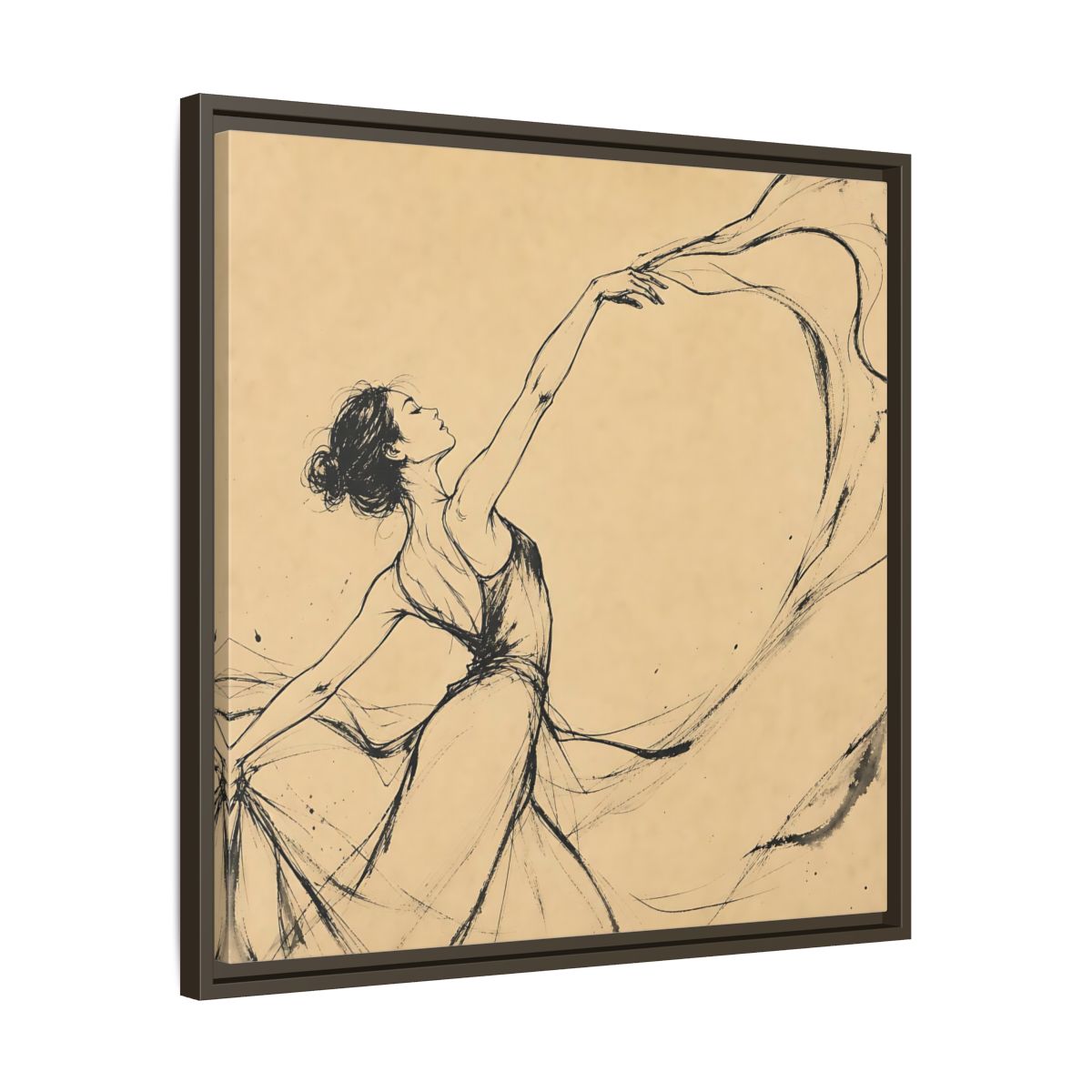Side Mockup 27. Graceful Ballerina In Motion shown as framed canvas print