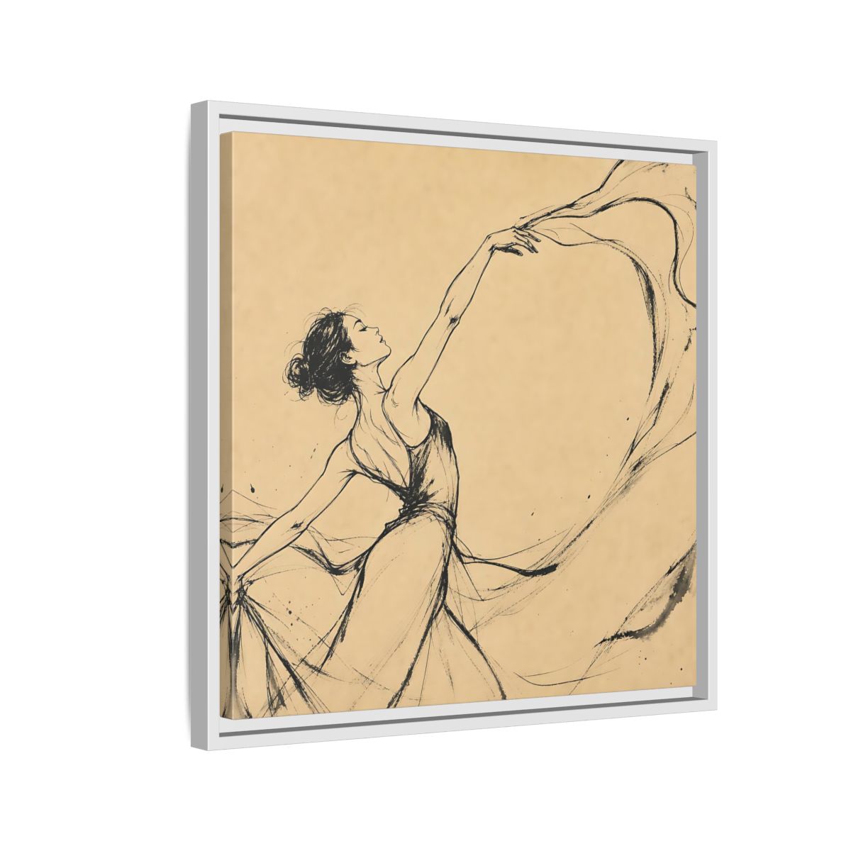 Side Mockup 10. Graceful Ballerina In Motion shown as framed canvas print