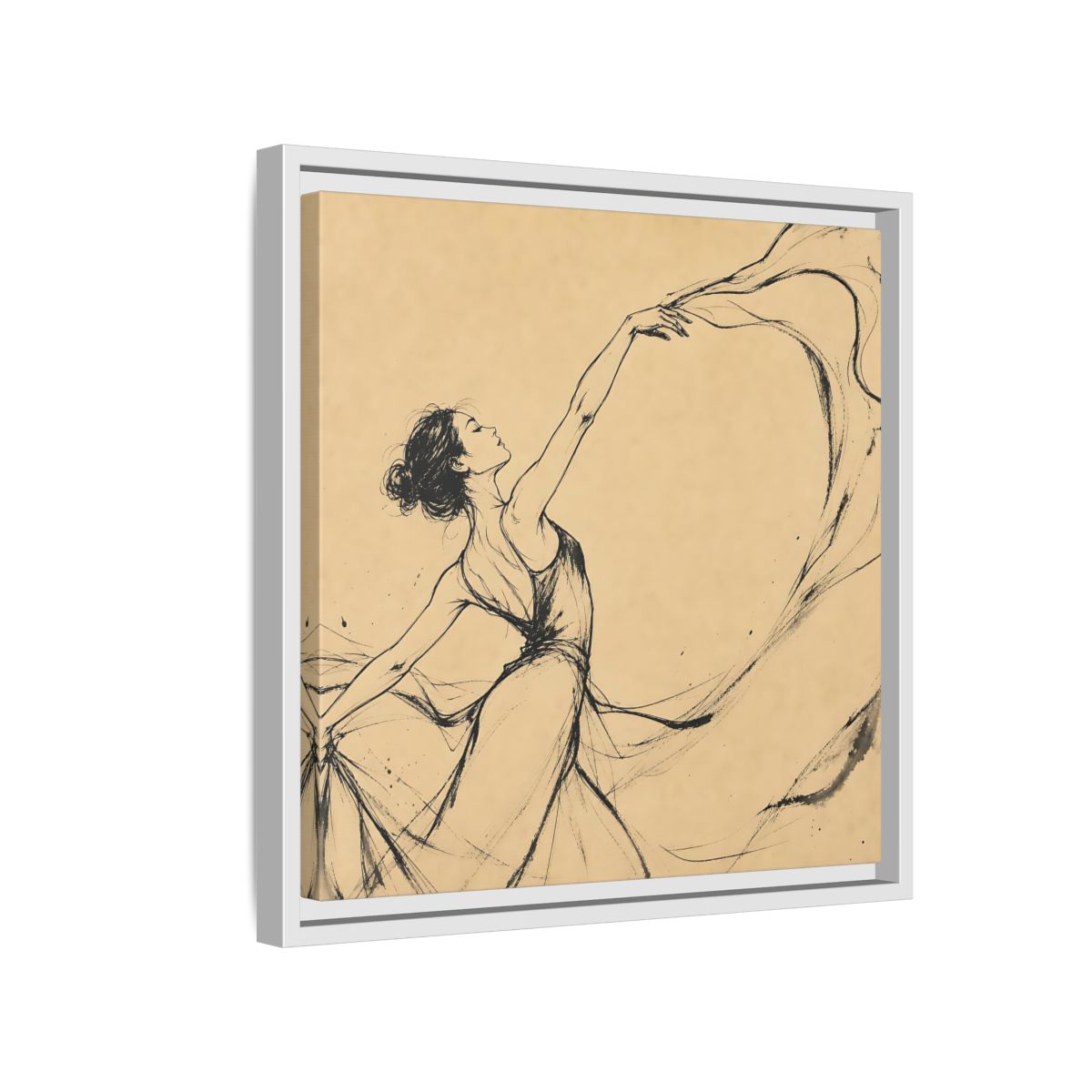 Side Mockup 13. Graceful Ballerina In Motion shown as framed canvas print