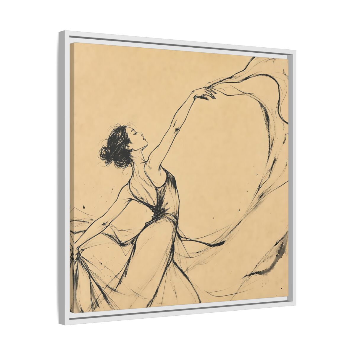 Side Mockup 26. Graceful Ballerina In Motion shown as framed canvas print