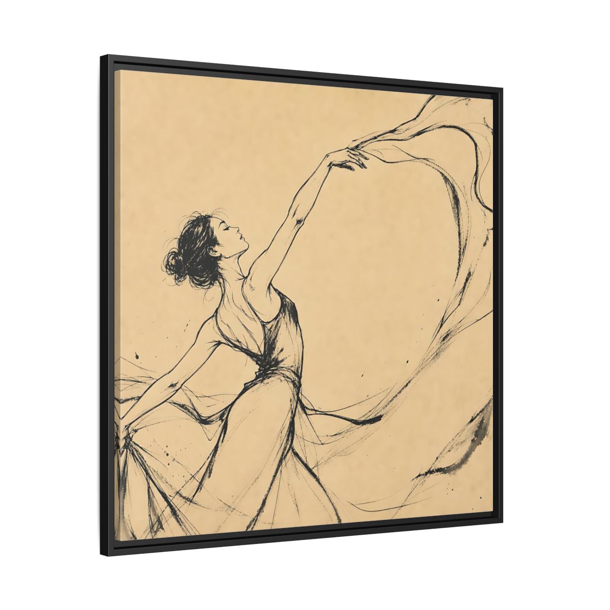 Side Mockup 30. Graceful Ballerina In Motion shown as framed canvas print