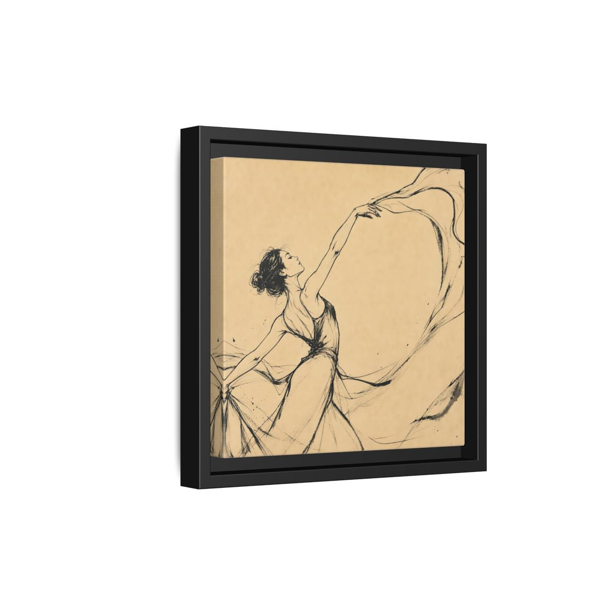 Side Mockup 21. Graceful Ballerina In Motion shown as framed canvas print