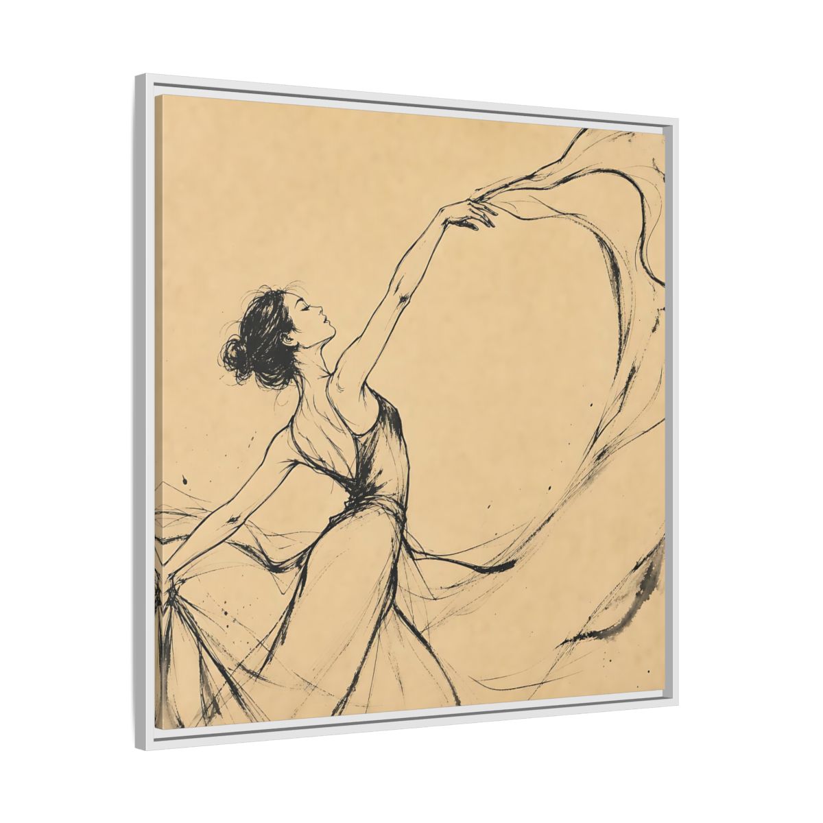 Side Mockup 25. Graceful Ballerina In Motion shown as framed canvas print