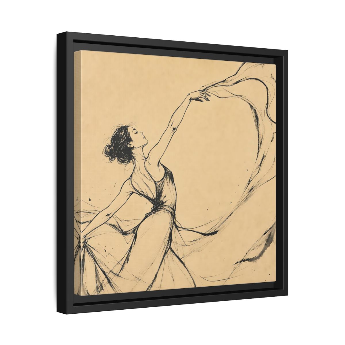 Side Mockup 32. Graceful Ballerina In Motion shown as framed canvas print