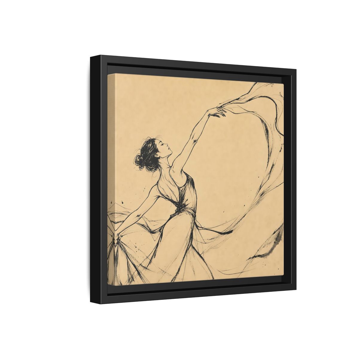 Side Mockup 18. Graceful Ballerina In Motion shown as framed canvas print