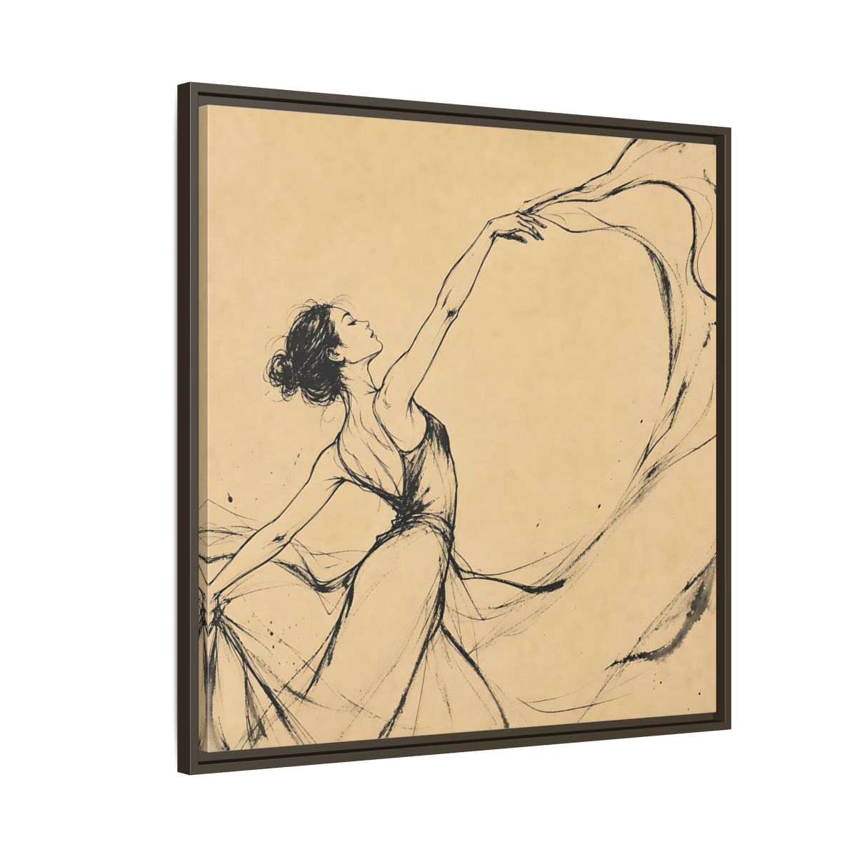 Side Mockup 8. Graceful Ballerina In Motion shown as framed canvas print