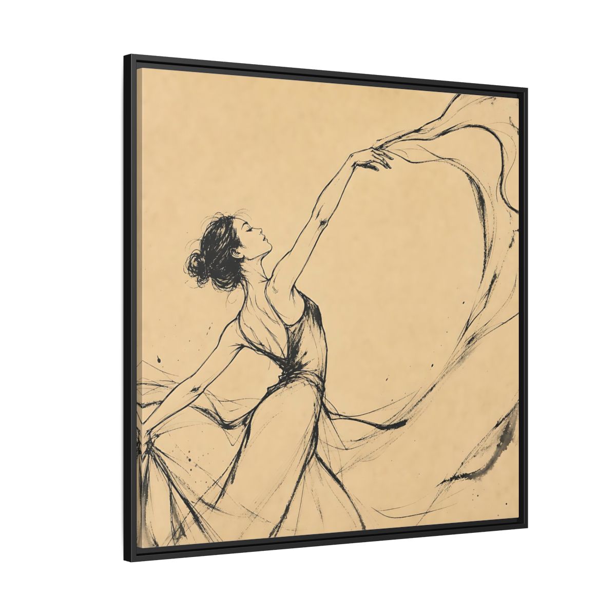 Side Mockup 6. Graceful Ballerina In Motion shown as framed canvas print