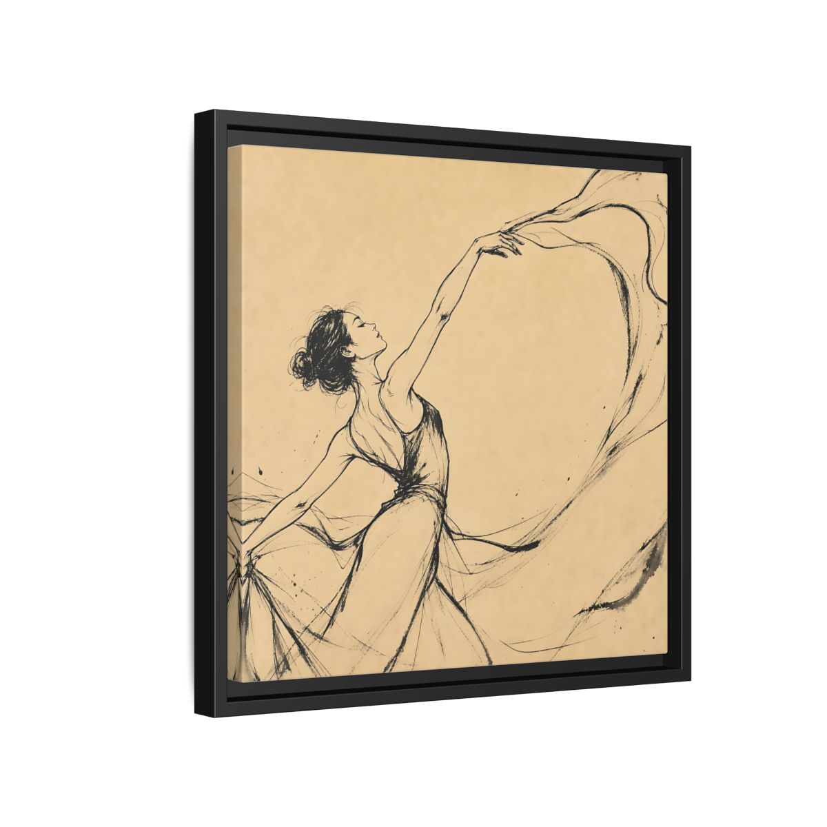 Side Mockup 15. Graceful Ballerina In Motion shown as framed canvas print