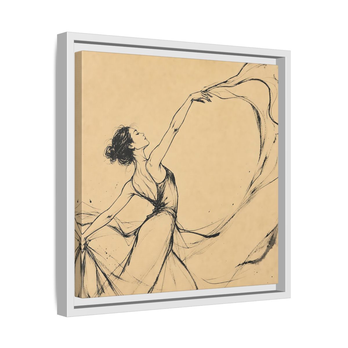 Side Mockup 28. Graceful Ballerina In Motion shown as framed canvas print