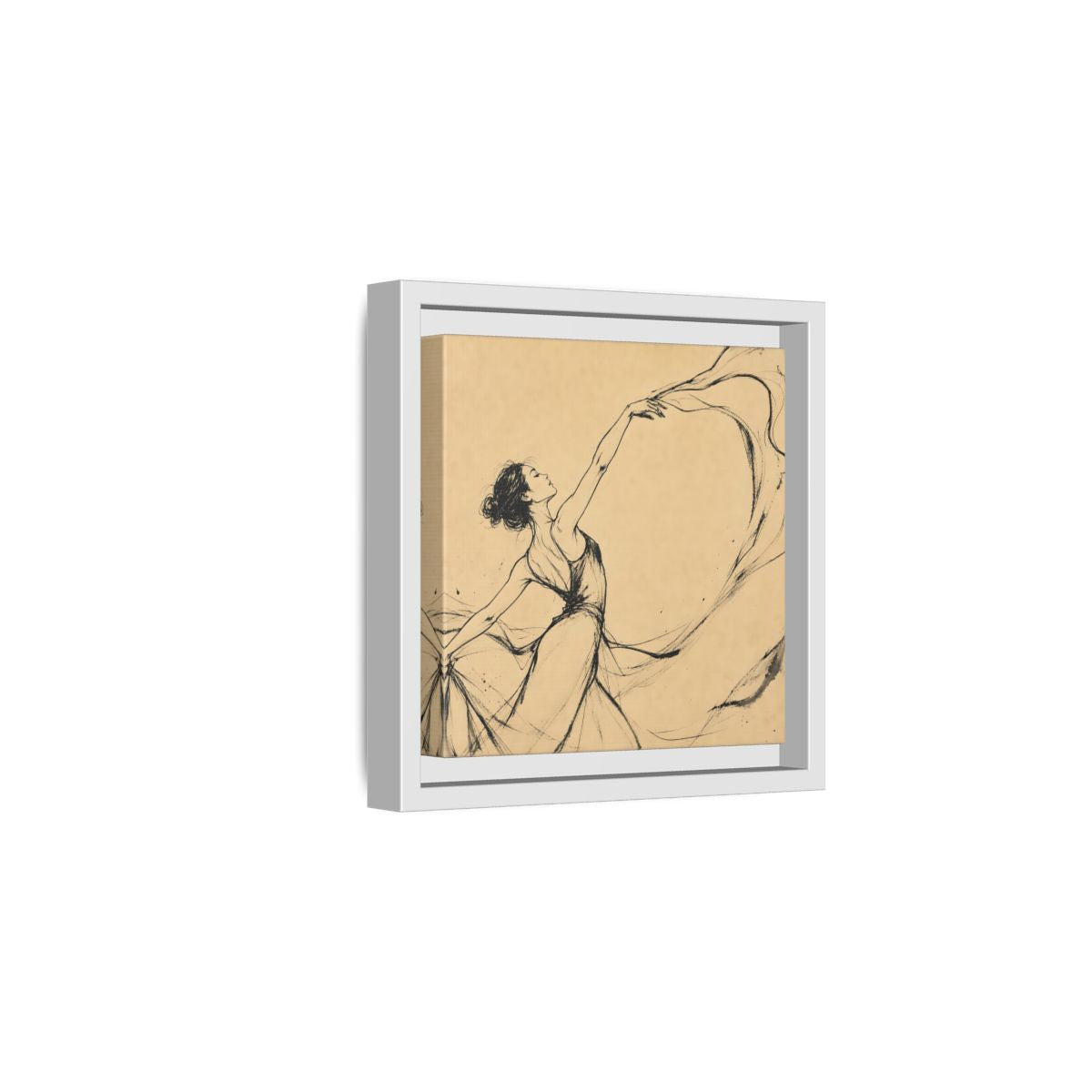 Side Mockup 1. Graceful Ballerina In Motion shown as framed canvas print