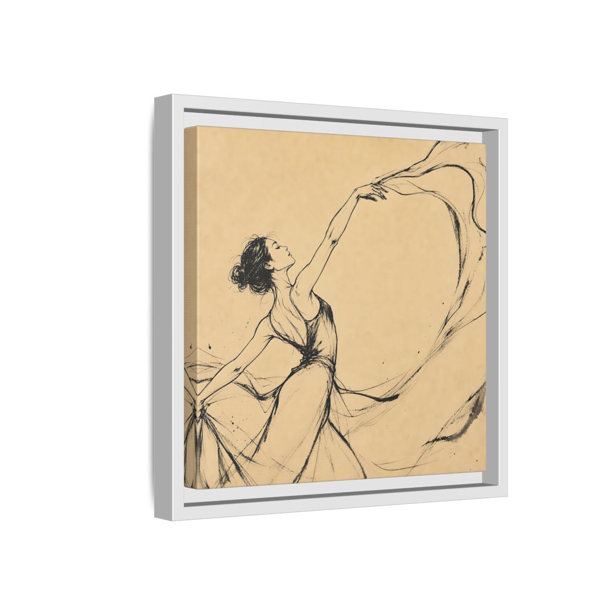 Side Mockup 16. Graceful Ballerina In Motion shown as framed canvas print