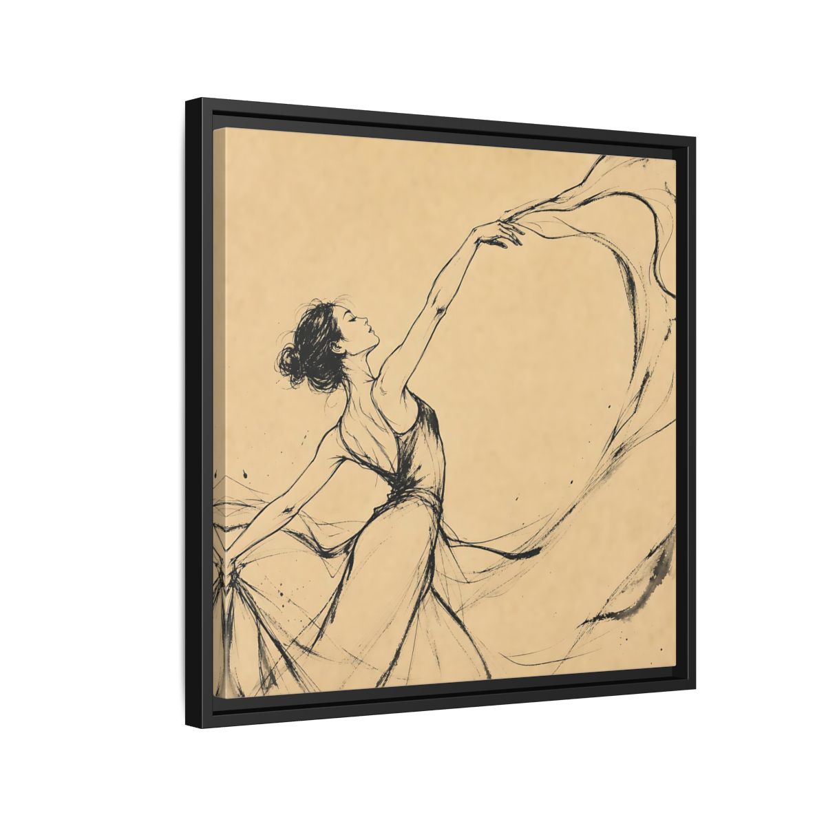 Side Mockup 12. Graceful Ballerina In Motion shown as framed canvas print