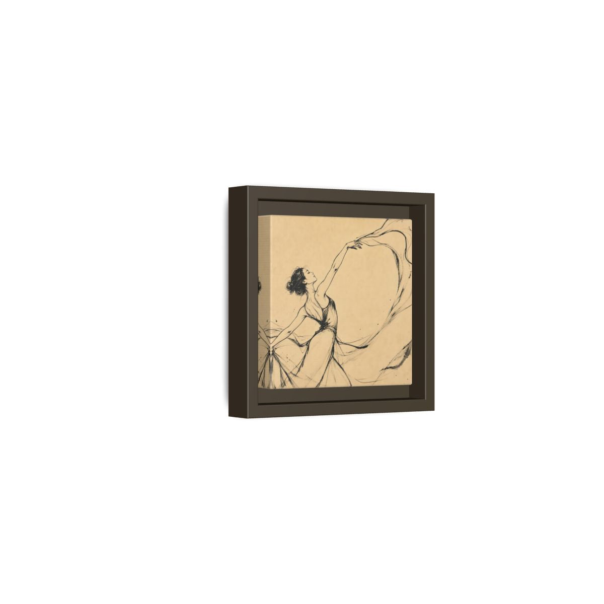 Side Mockup 23. Graceful Ballerina In Motion shown as framed canvas print