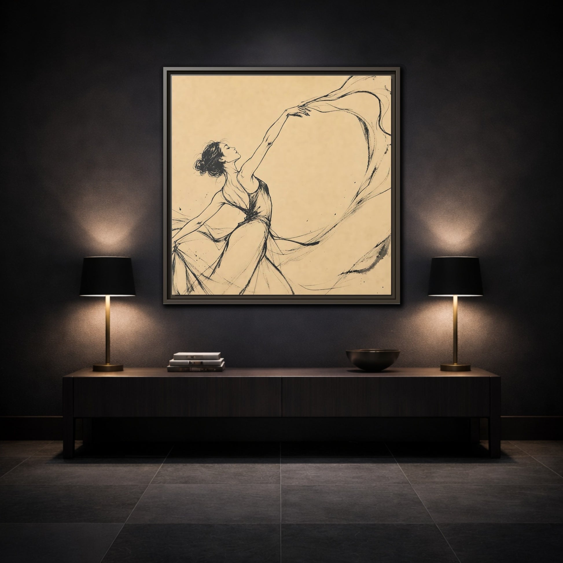 Mockup 3. Graceful Ballerina In Motion shown as framed canvas print