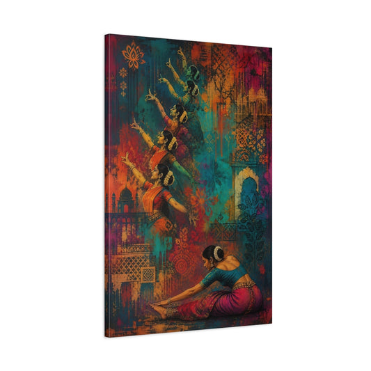Main Mockup. Graceful Bharatanatyam Sequence shown as canvas print
