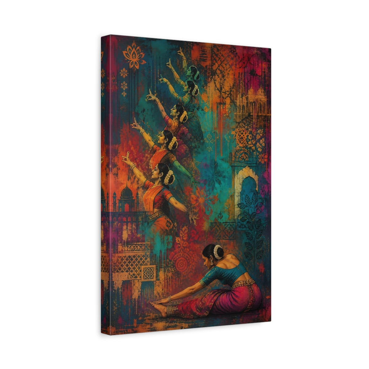Side Mockup 4. Graceful Bharatanatyam Sequence shown as canvas print