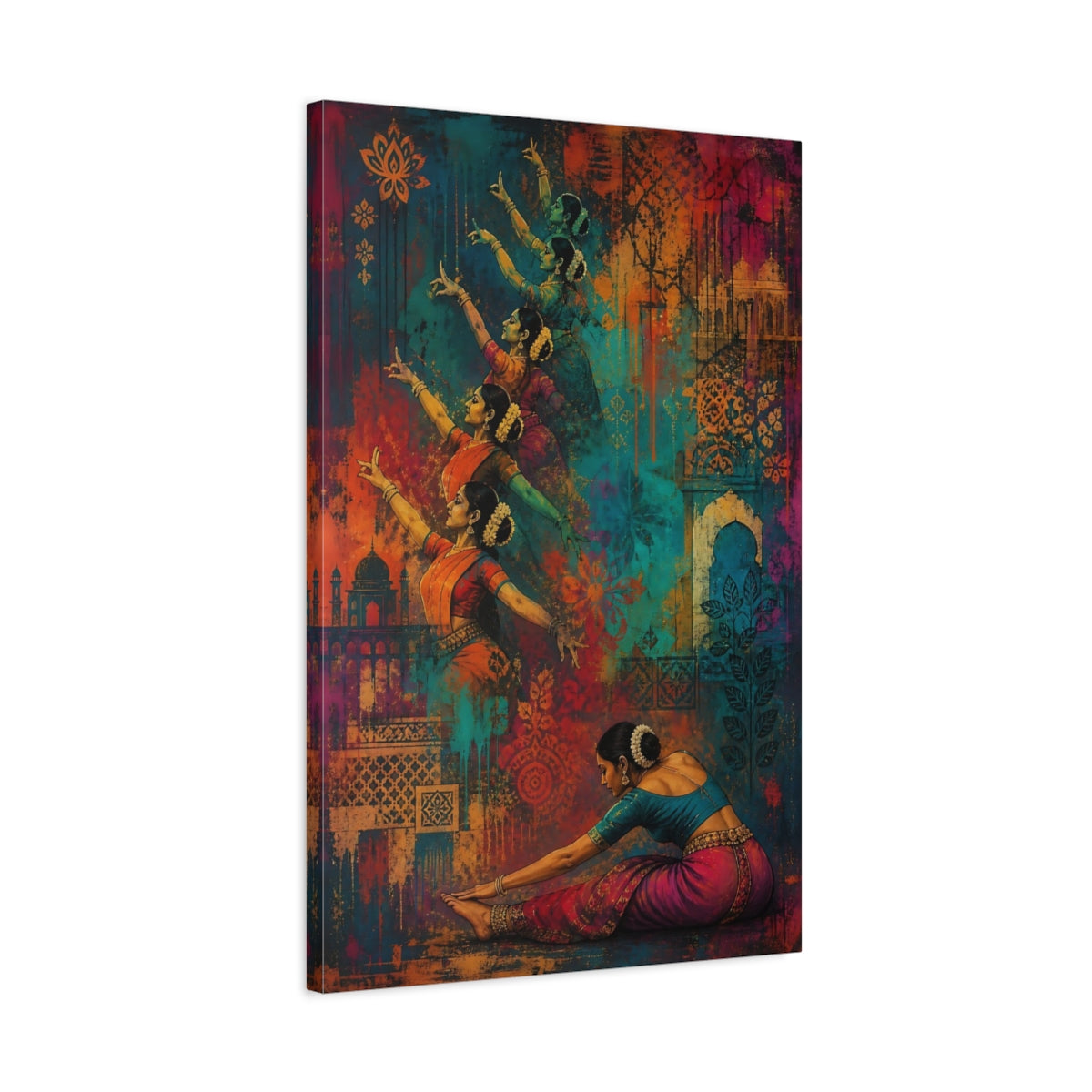 Side Mockup 2. Graceful Bharatanatyam Sequence shown as canvas print