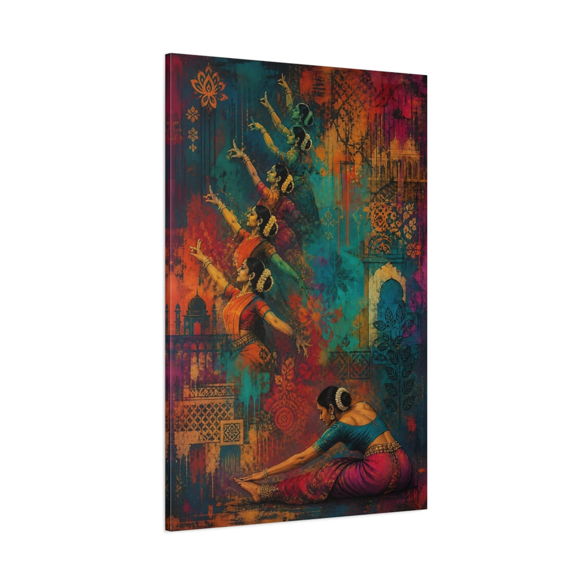 Side Mockup 1. Graceful Bharatanatyam Sequence shown as canvas print