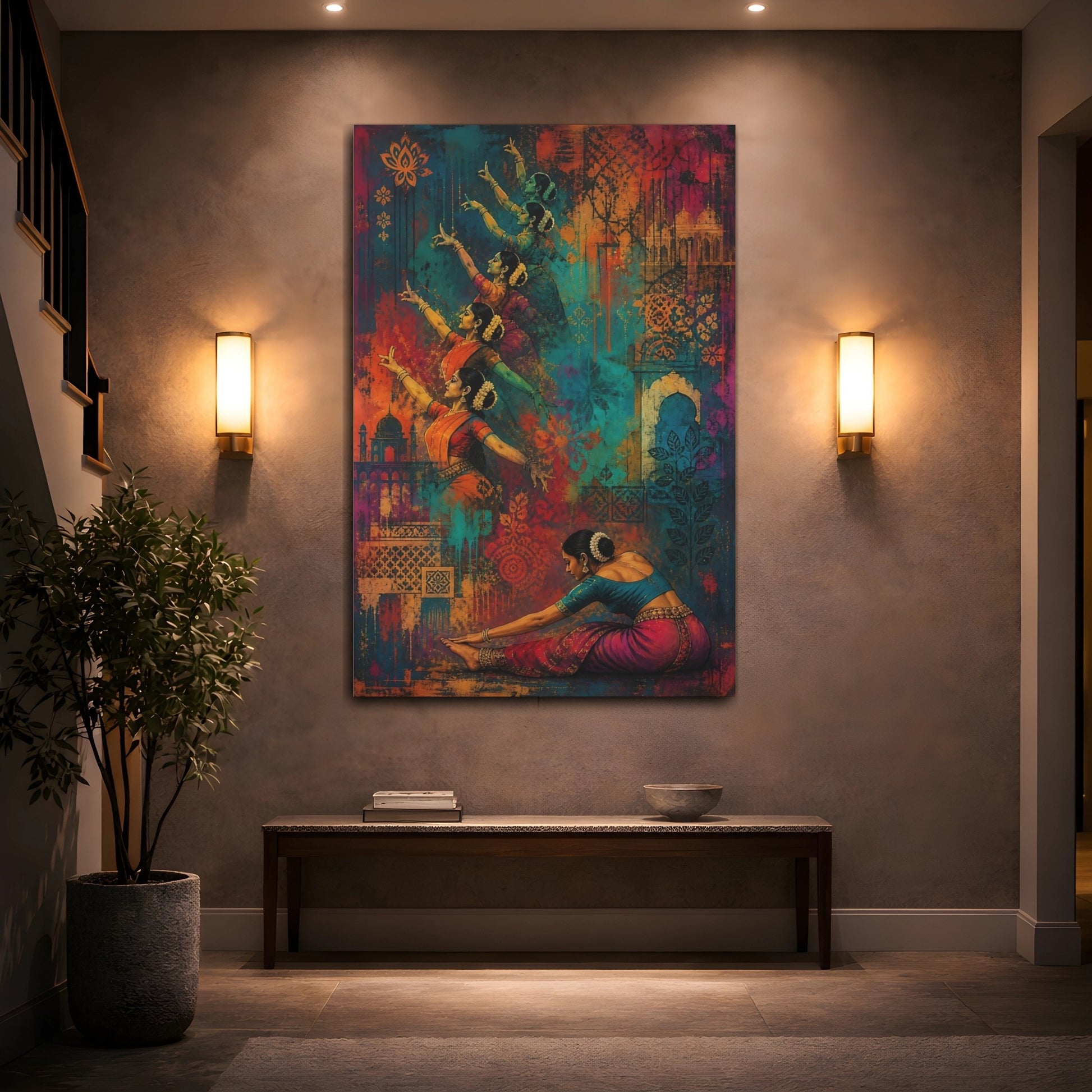 Mockup 2. Graceful Bharatanatyam Sequence shown as canvas print