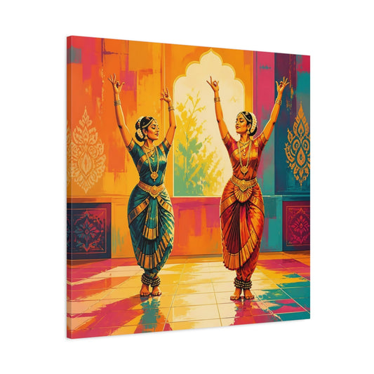Main Mockup. Graceful Classical Dance Duo shown as canvas print