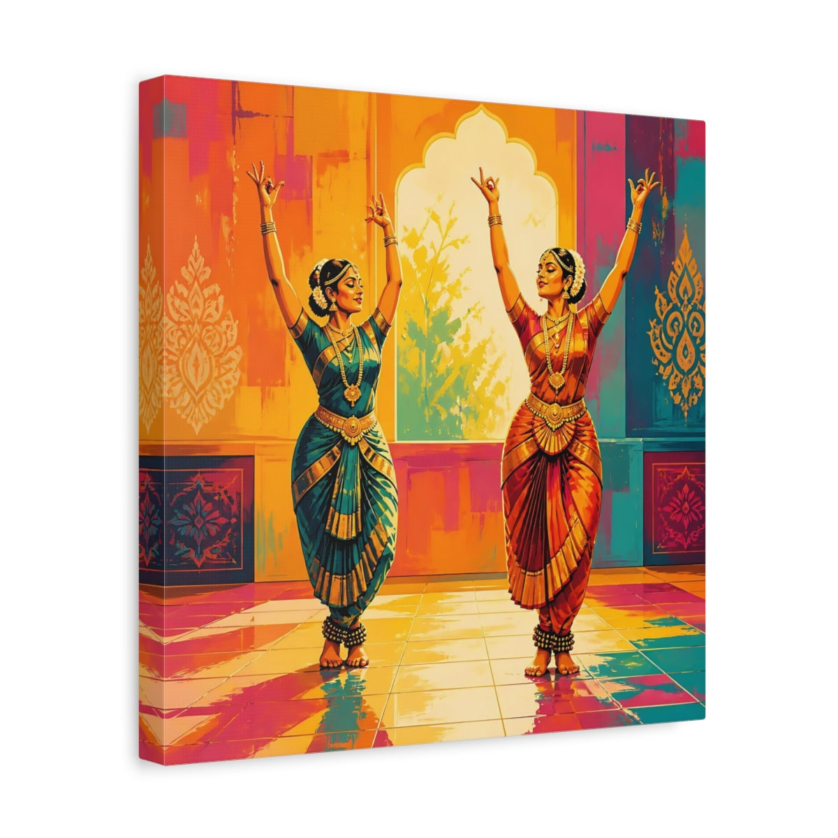 Side Mockup 7. Graceful Classical Dance Duo shown as canvas print