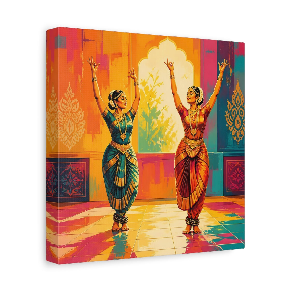 Side Mockup 9. Graceful Classical Dance Duo shown as canvas print