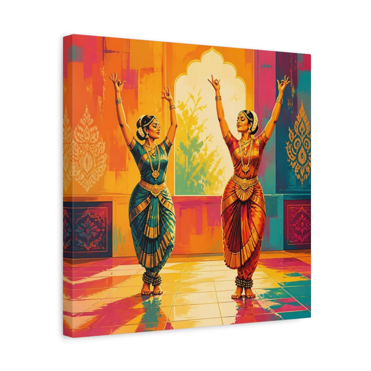 Side Mockup 6. Graceful Classical Dance Duo shown as canvas print