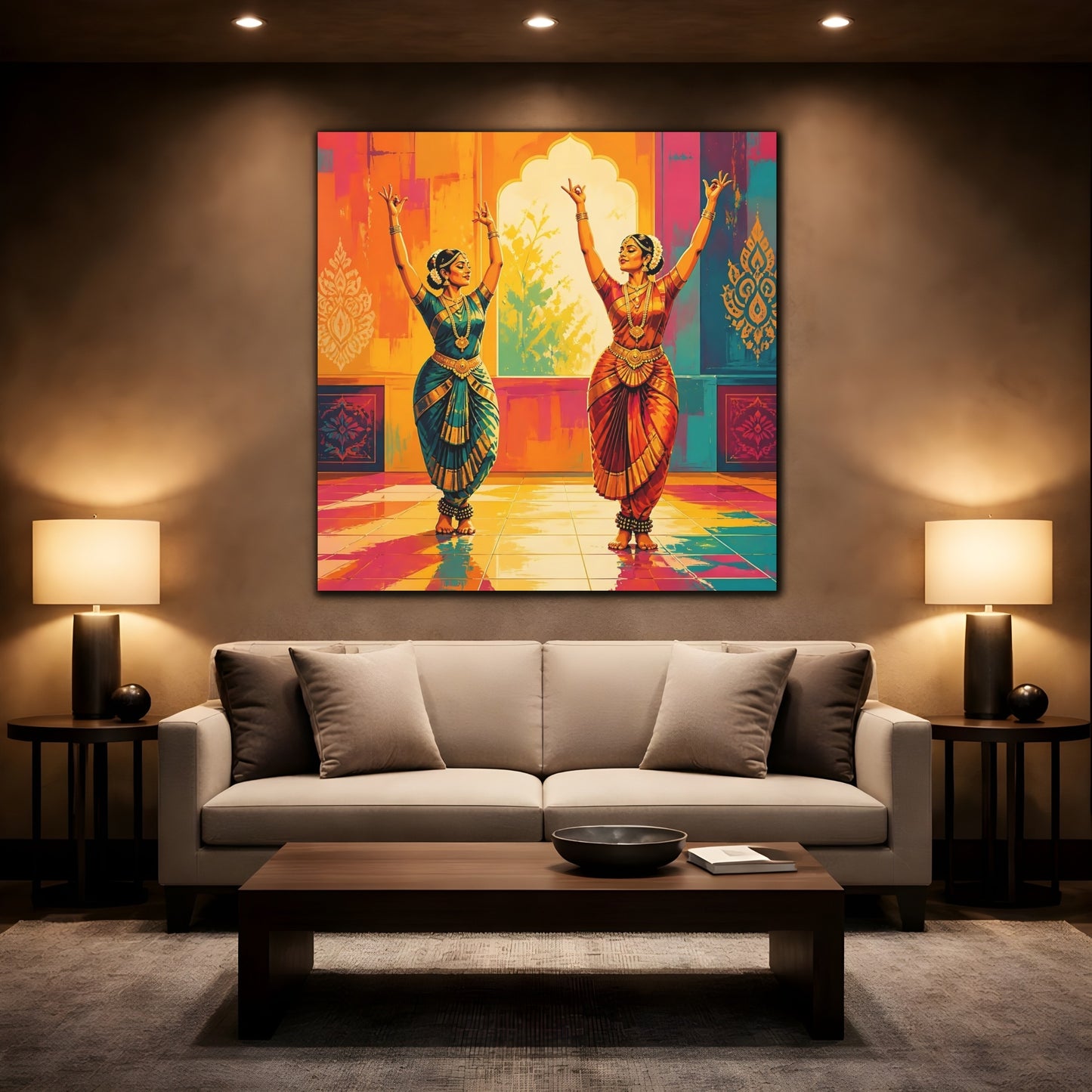 Mockup 2. Graceful Classical Dance Duo shown as canvas print