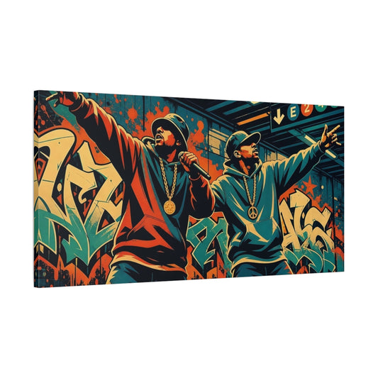 Main Mockup. Graffiti Rap Duo shown as canvas print