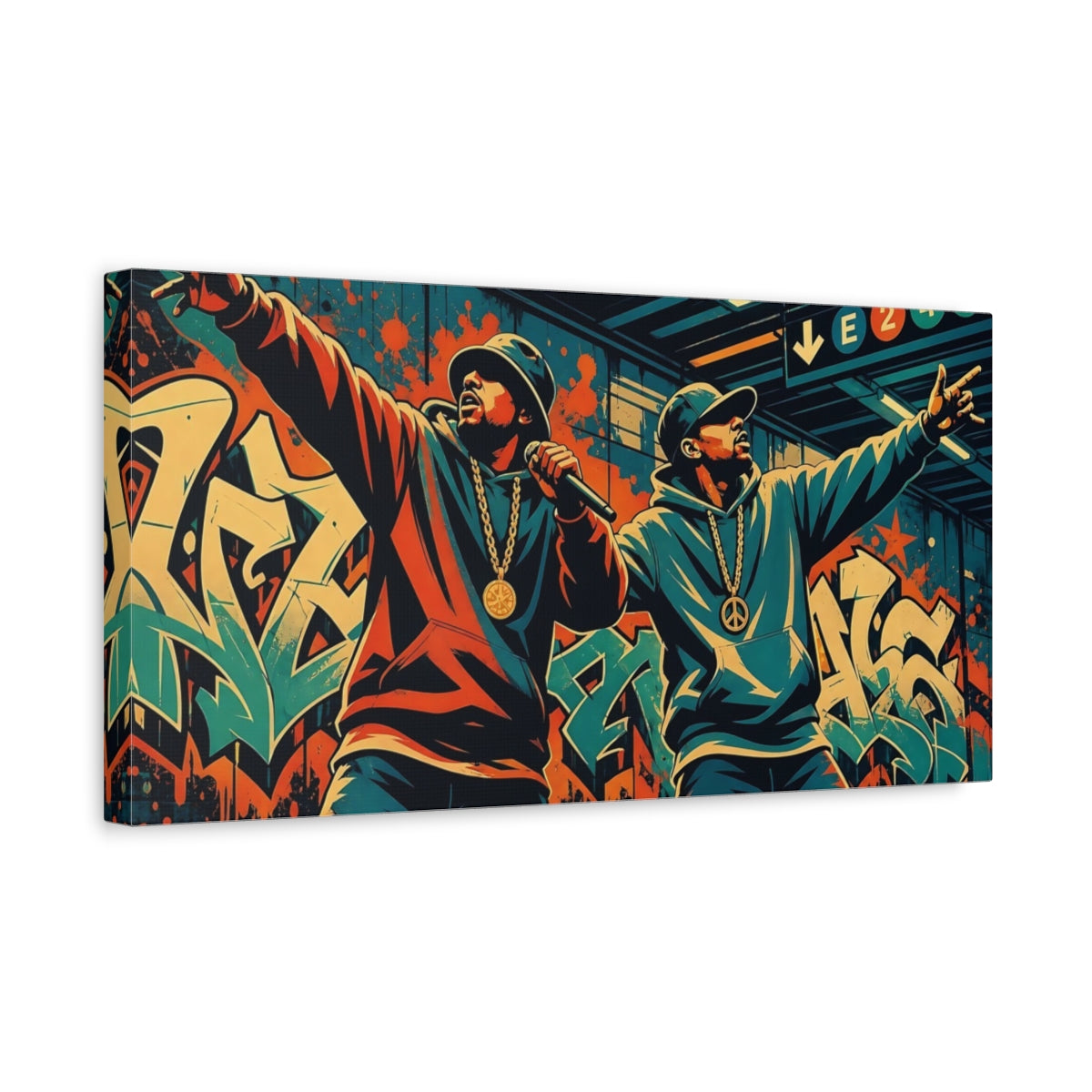 Side Mockup 3. Graffiti Rap Duo shown as canvas print