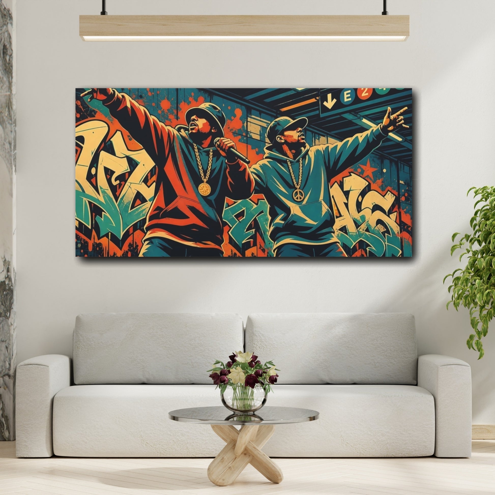 Mockup 2. Graffiti Rap Duo shown as canvas print