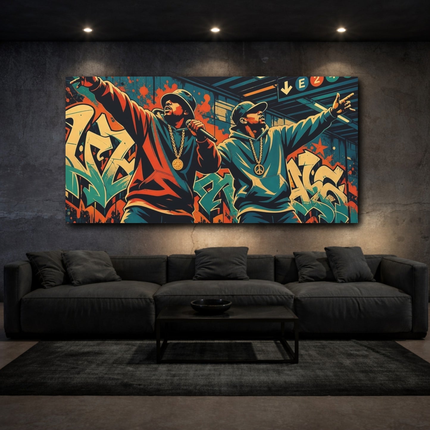 Mockup 3. Graffiti Rap Duo shown as canvas print