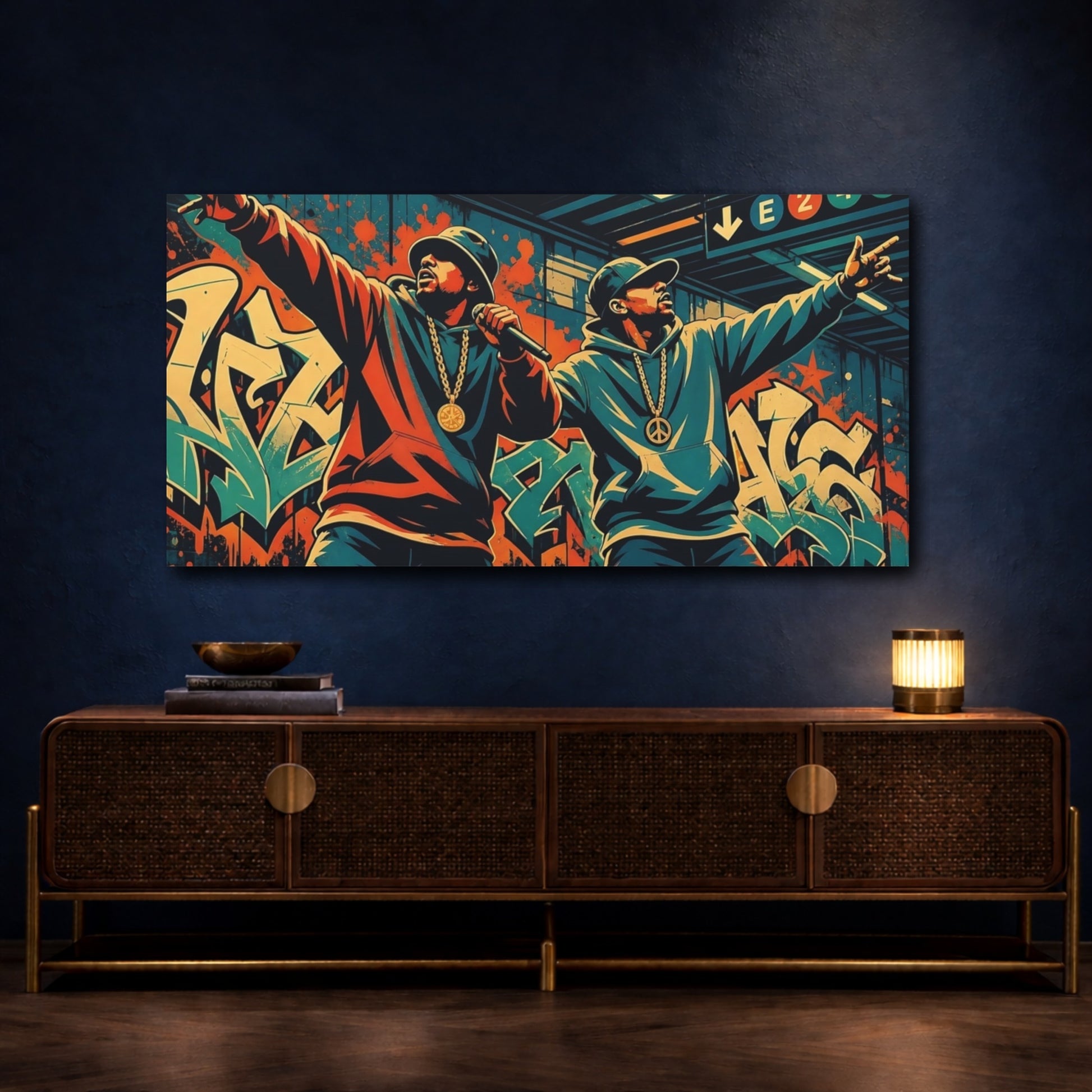 Mockup 4. Graffiti Rap Duo shown as canvas print