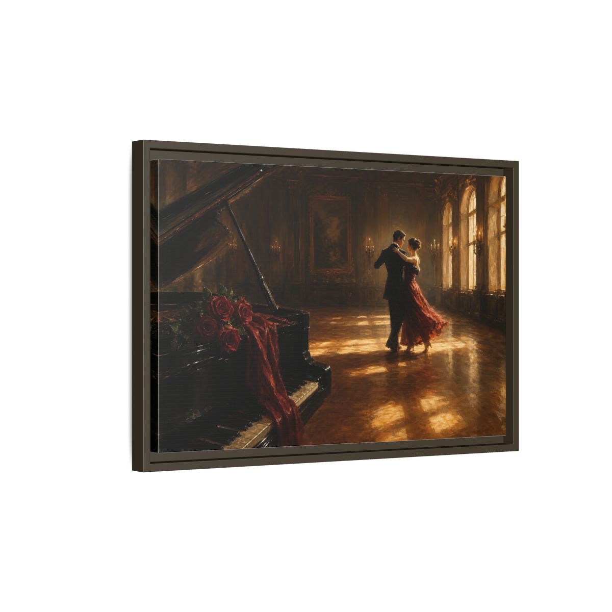 Side Mockup 2. Grand Ballroom Waltz shown as framed canvas print