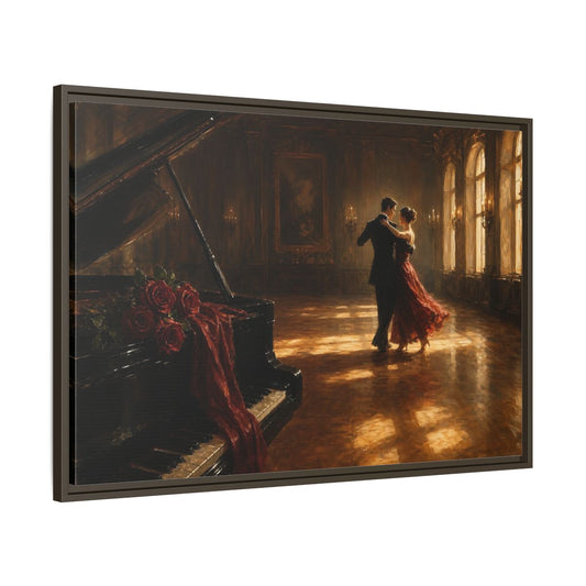 Main Mockup. Grand Ballroom Waltz shown as framed canvas print