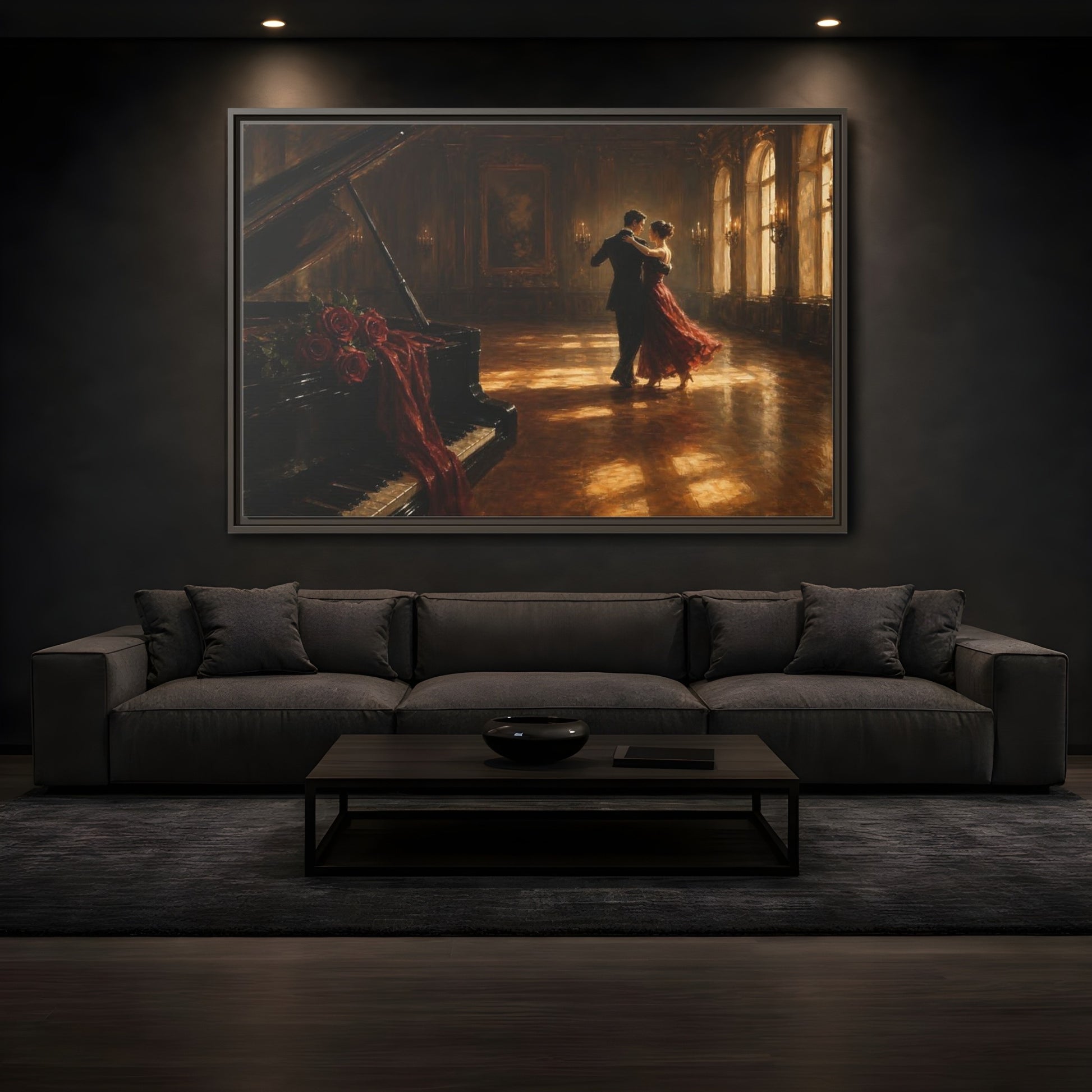 Mockup 3. Grand Ballroom Waltz shown as framed canvas print