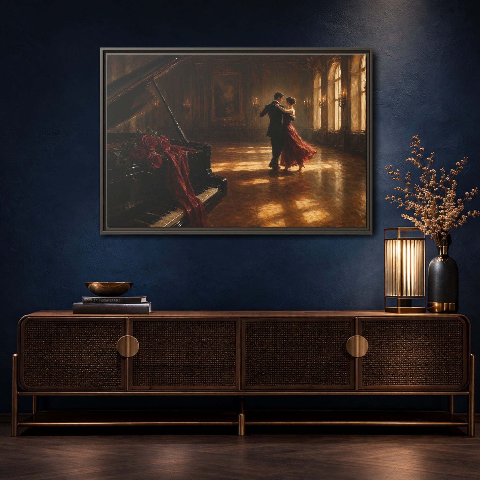 Mockup 4. Grand Ballroom Waltz shown as framed canvas print