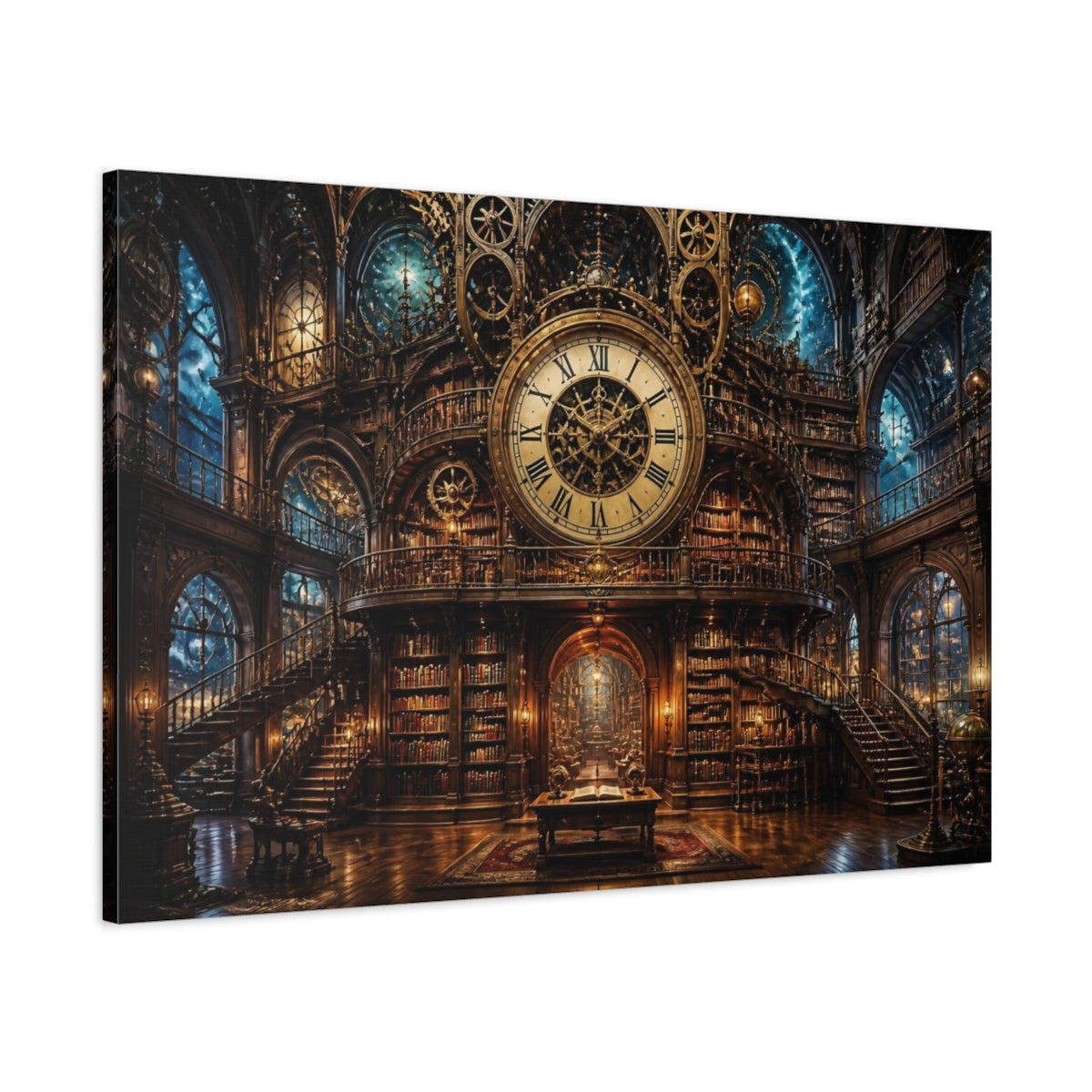 Main Mockup. Grand Clock Library shown as canvas print