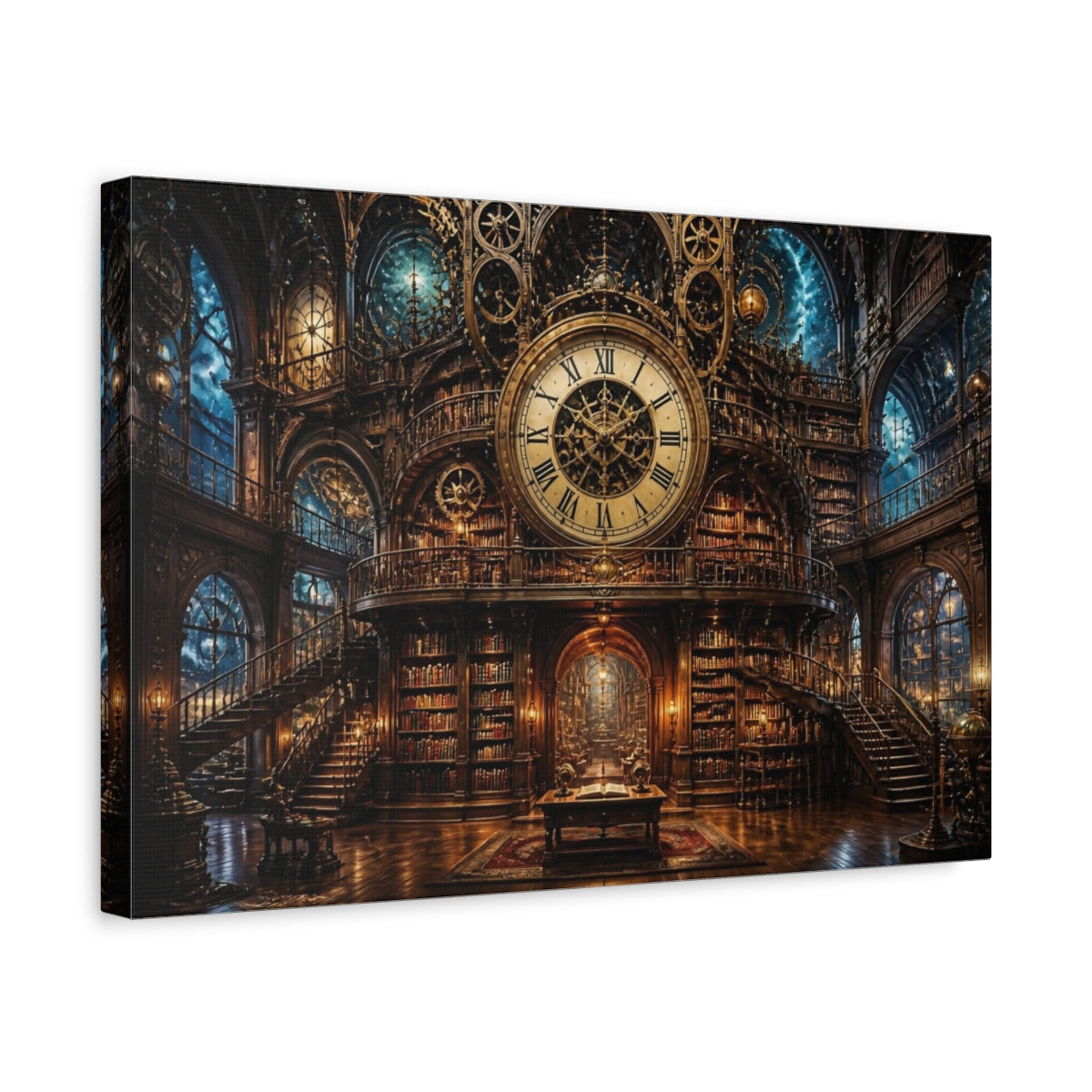 Side Mockup 4. Grand Clock Library shown as canvas print