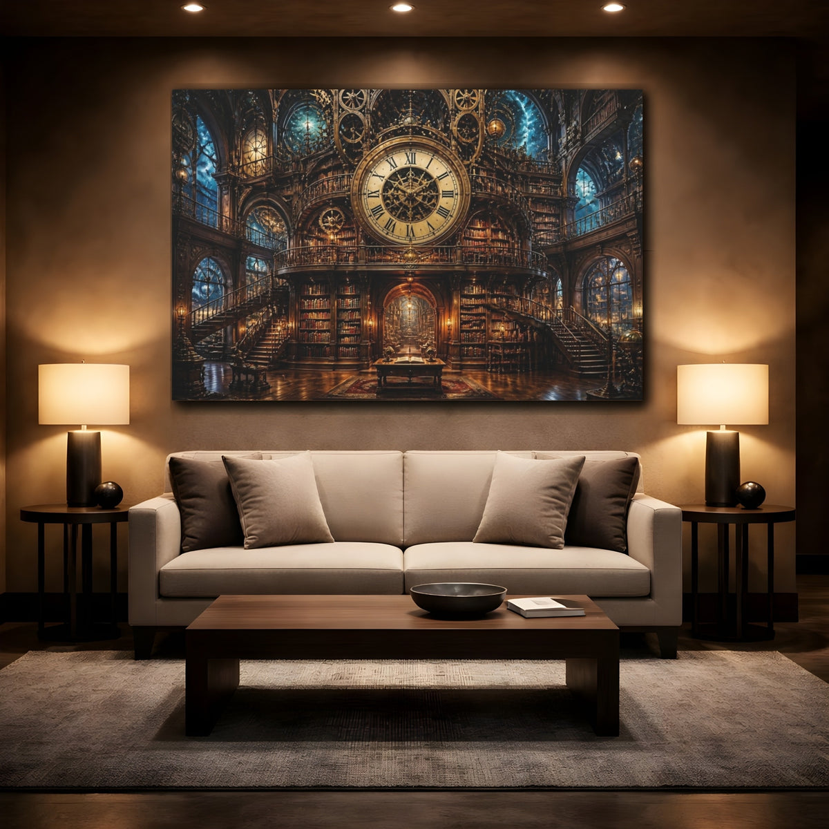 Mockup 2. Grand Clock Library shown as canvas print