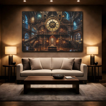 Mockup 2. Grand Clock Library shown as canvas print