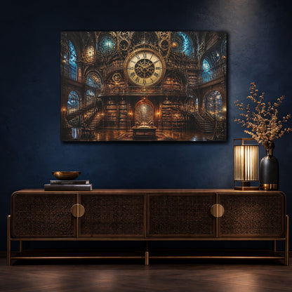 Mockup 4. Grand Clock Library shown as canvas print