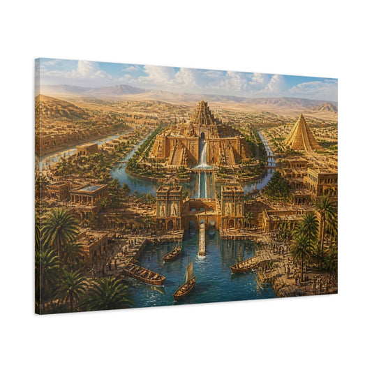 Main Mockup. Grand Ziggurat And Canals shown as canvas print