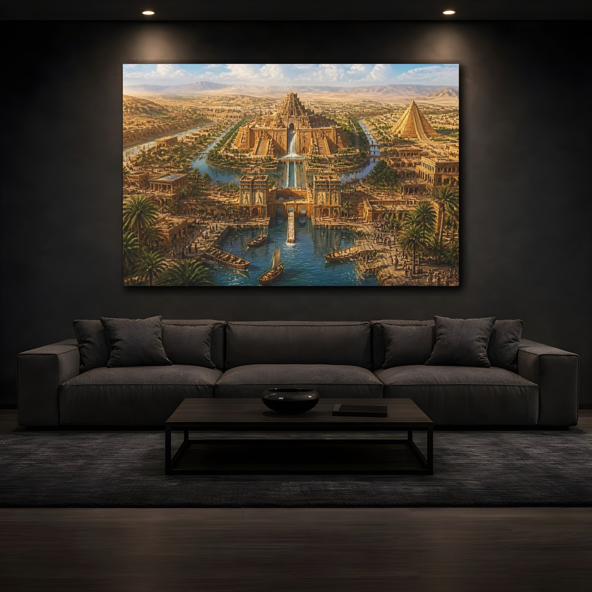 Mockup 3. Grand Ziggurat And Canals shown as canvas print