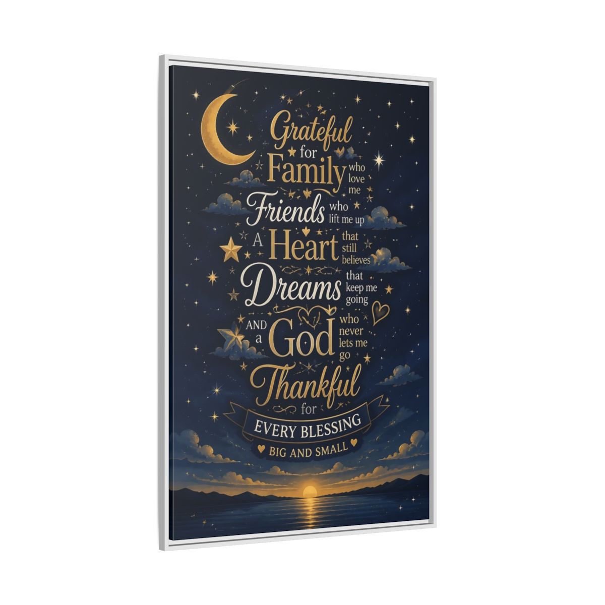 Side Mockup 7. Grateful Family Quote shown as framed canvas print