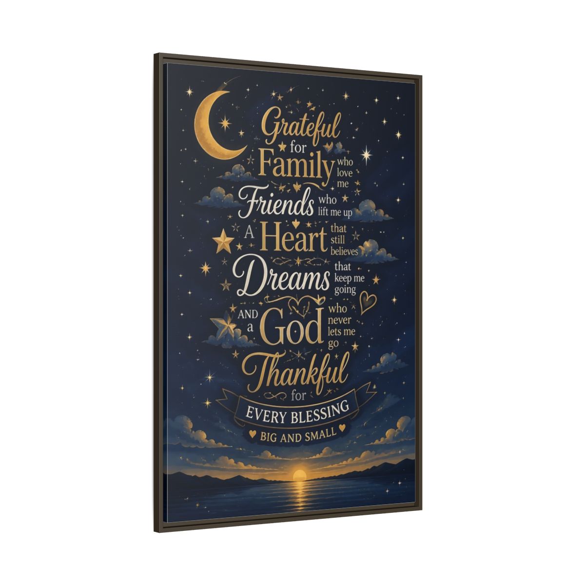 Side Mockup 8. Grateful Family Quote shown as framed canvas print