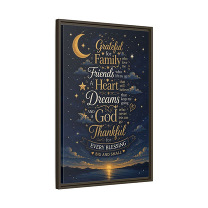 Side Mockup 11. Grateful Family Quote shown as framed canvas print