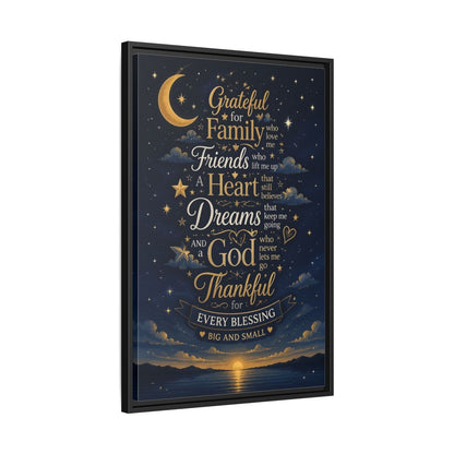 Side Mockup 14. Grateful Family Quote shown as framed canvas print