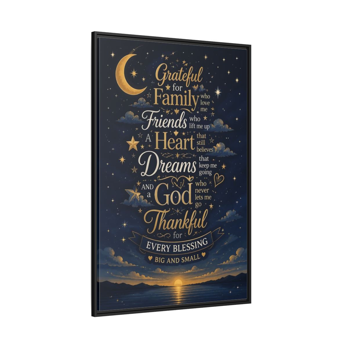 Side Mockup 12. Grateful Family Quote shown as framed canvas print